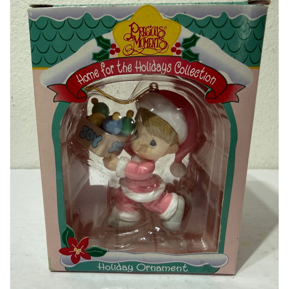 Precious Moments 1996 Home for the Holidays Pink Santa Ornament 266094 Enesco